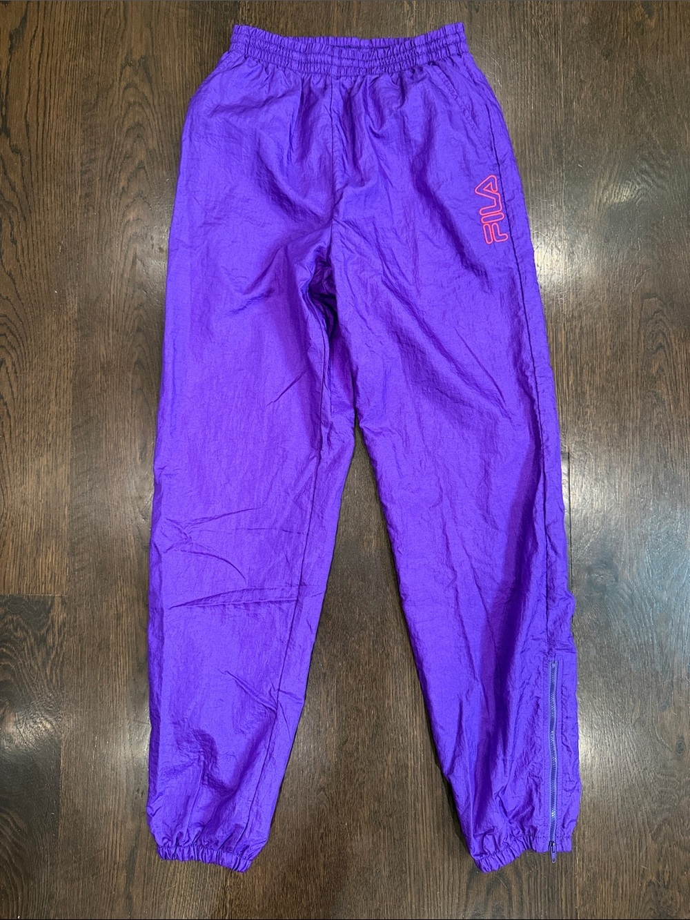 Vintage 80s Fila Vibrant Purple Track Pants with Pink Logo